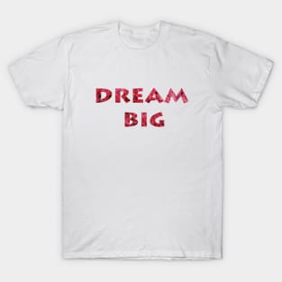 Dream Big Dreams Word Art with Pink Flowers Script Typography T-Shirt